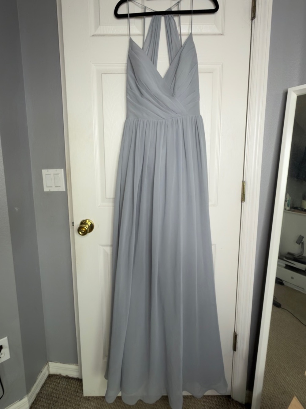 Hailey Paige Elegant Light Gray Halter Maxi Dress